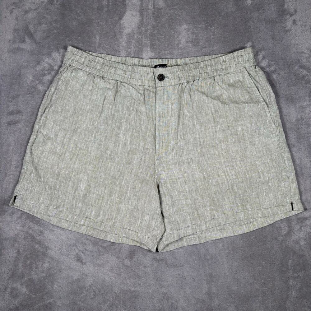 Madewell Everywear Linen Shorts Sage Green XL Elastic Waist Drawstring NWOT